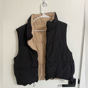 Black and Tan reversible Puffer Vest